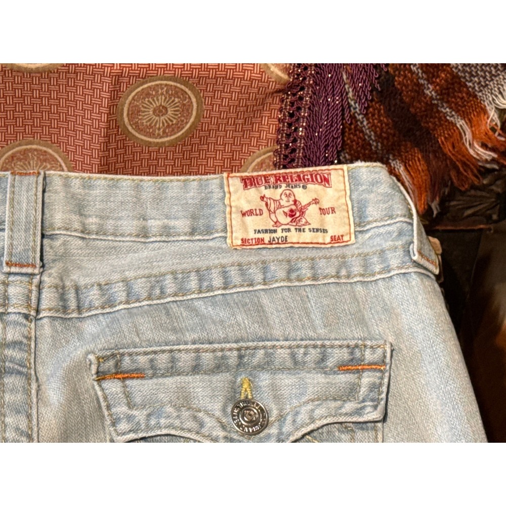 True Religion Jayde Shorts 27 Light Wash Y2K Cut Off Denim - Picture 8 of 9